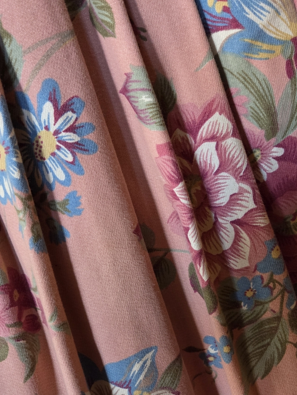 Vtg Ruff Hewn Floral Pleated Button Front Midi Skirt Pink Cotton Pockets USA 8 - Picture 4 of 12